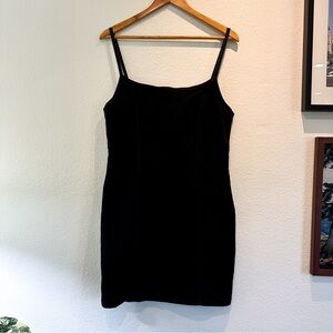 Black Slim Spaghetti-Strap Denim Dress